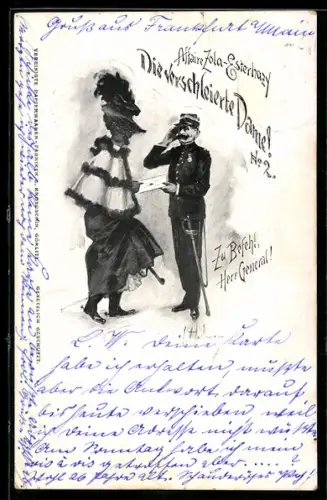 AK Verschleierte junge Dame gibt einem Soldaten ein Brief