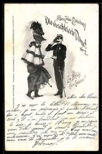 AK Verschleierte junge Dame gibt einem Soldaten ein Brief