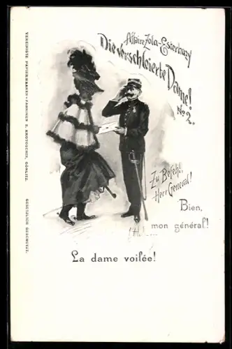 AK Verschleierte junge Dame gibt einem Soldaten ein Brief