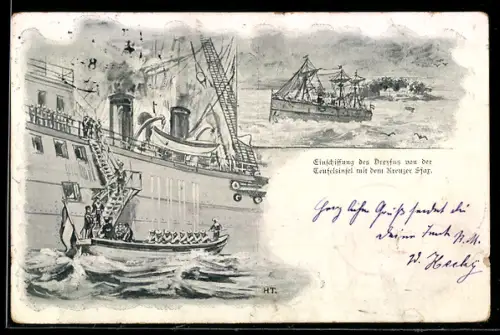 AK Einschüffung von Dreyfus von der Teufelsinsel, Dreyfus-Affäre, Antisemitismsus