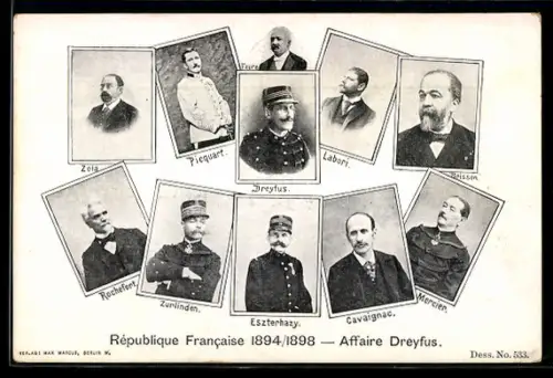 AK Affaire Dreyfus, Rochefort, Zurlinden, Mercier, Brisson