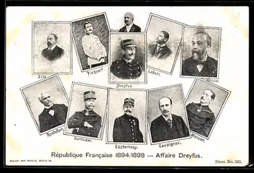 AK Affaire Dreyfus, Rochefort, Zurlinden, Mercier, Brisson