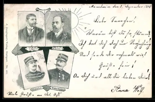 AK Juden im Portrait: Emile Zola & Alfred Dreyfus