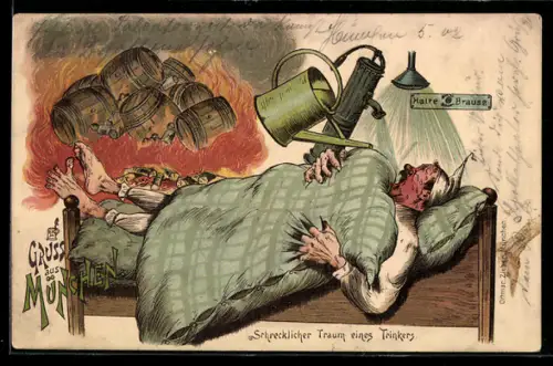 AK Schrecklicher Traum eines Trinkers von einer kalten Brause
