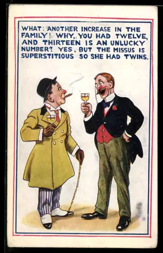 AK Zwei elegant gekleidete Männer unterhalten sich beim Trinken