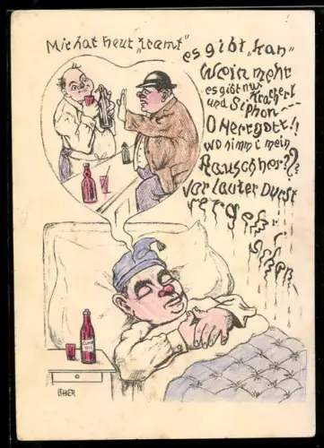 AK Mann mit roter Nase träumt davon, an einer Bar zu sitzen