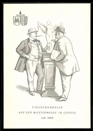 Künstler-AK Figurenhändler auf der Mustermesse in Leipzig um 1890