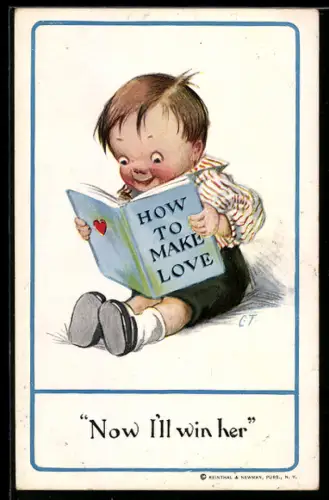 AK Kleiner Junge liest in einem Buch über Liebe
