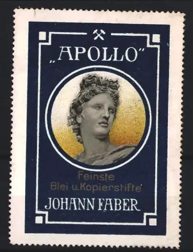 Reklamemarke Johann Faber, Bleistift Apollo, Büste von Apollo