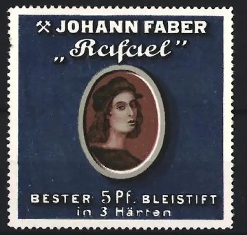 Reklamemarke Johann Faber, Bleistift Rafael, Künstlerbildnis