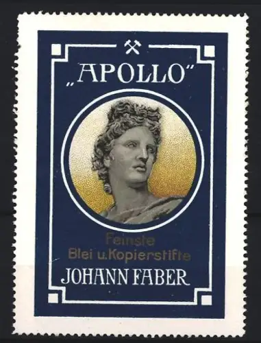 Reklamemarke Johann Faber, Bleistift Apollo, Büste von Apollo