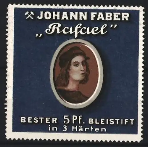Reklamemarke Johann Faber, Bleistift Rafael, Bleistiftporträt