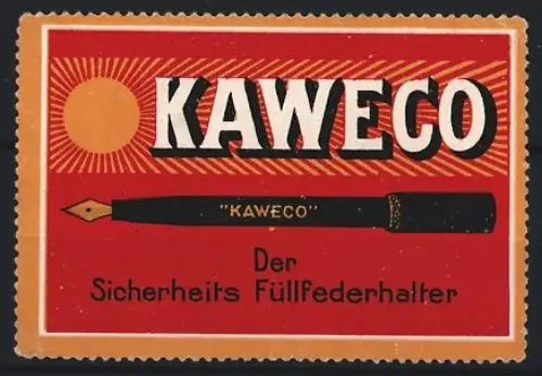 Reklamemarke Kaweco, Sicherheits-Füllfederhalter, Sonne