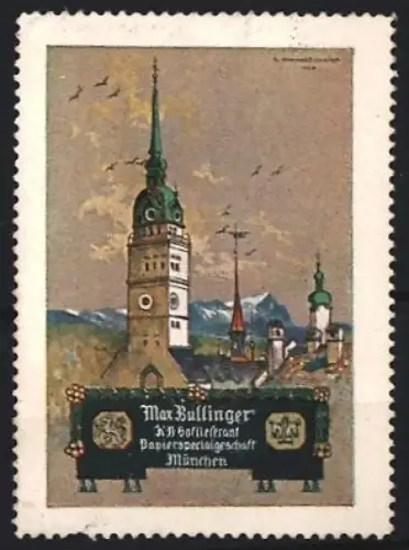 Reklamemarke München, Max Bullinger, Papierspezialgeschäft