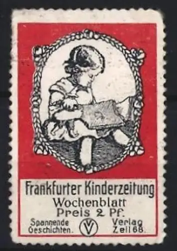 Reklamemarke Frankfurt, Frankfurter Kinderzeitung, lesendes Kind