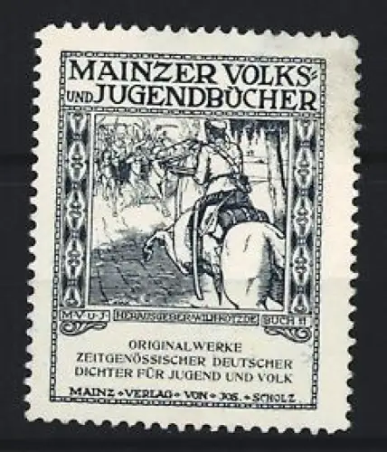 Reklamemarke Mainz, Mainzer Volks- und Jugendbücher, Ritter auf Pferd