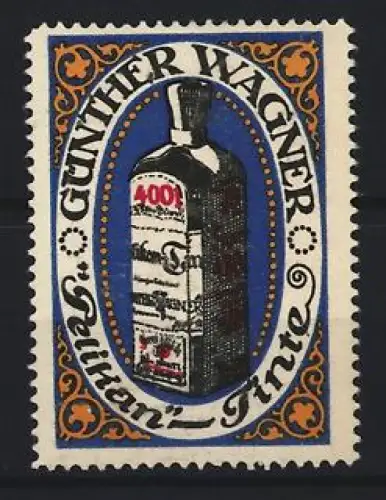 Reklamemarke Günther Wagner, Pelikan-Tinte, Tintenflasche