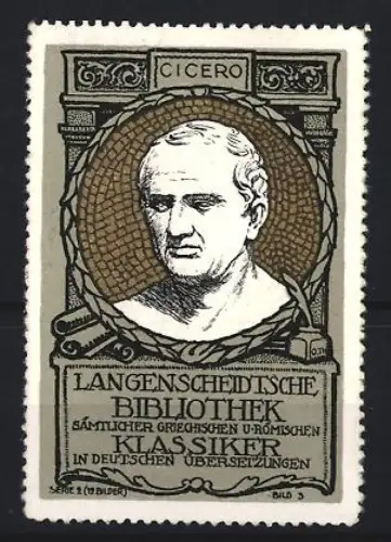 Reklamemarke Langenscheidtsche Bibliothek, Cicero, Büste
