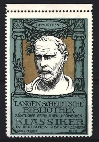 Reklamemarke Langenscheidtsche Bibliothek, Demosthenes, Büste