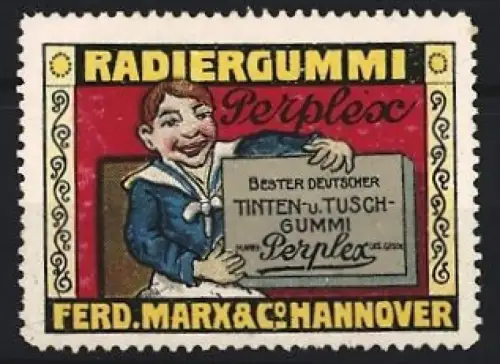 Reklamemarke Hannover, Ferd. Marx & Co., Bester deutscher Tinten-u.-Tuschgummi Perplex