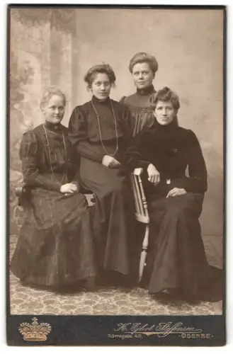 Fotografie H. E. Steffensen, Odense, Nørregade 49, Vier Frauen in eleganter Pose