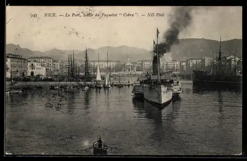 AK Nice, Le Port, Sortie du Paquebot Cobra