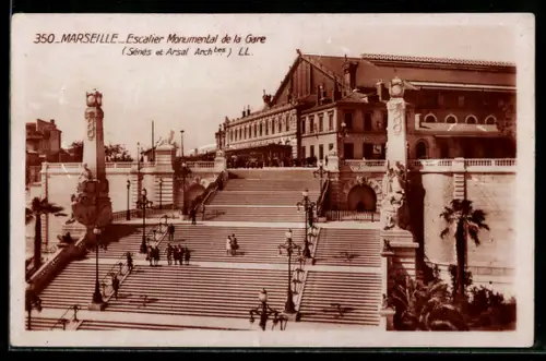 AK Marseille, Escalier Monumental de la Gare