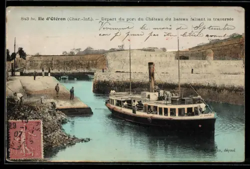 AK Ile d`Oléron /Char.-Inf., Départ du port du Château du bateau faisant la traversée