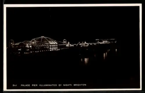 AK Brighton, Palace Pier, Illuminated by Night