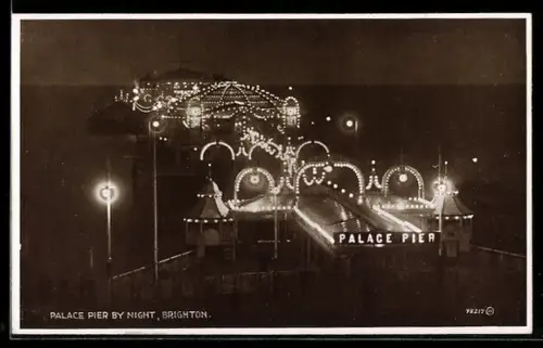 AK Brighton, Palace Pier by Night