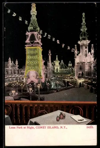 AK Coney Island, N.Y., Luna Park at Night