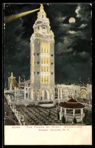 AK Coney Island, N.Y., The Tower in Dreamland by night
