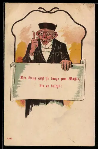 AK Richter mit dem Spruch der Krug geht so lange zum Wasser bis er bricht