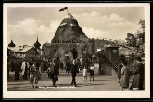 AK Wien, Prater, Hochschaubahn mit , Kassa, Besucher
