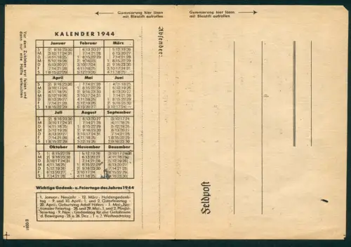 Klapp-Kalender 1944, Gedenk- und Feiertage, Heldengedenktag, Geburtstag 