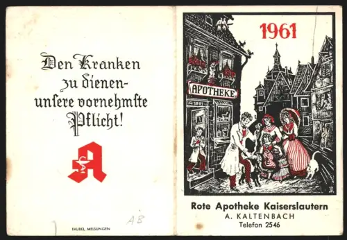 Kalender 1961, Kaiserslautern, Rote Apotheke von A. Kaltenbach