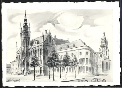 Kalender 1960, Stadhuis en St. Niklaas von O. L. Vouwkerk