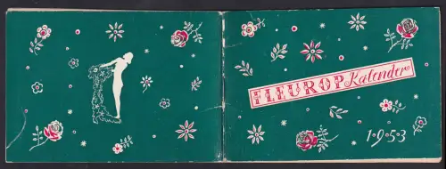 Kalender 1953, Dame umgeben von Rosen, Feiertage vermerkt