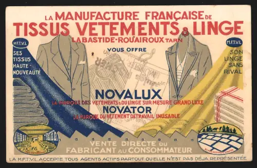 Kalender 1936, Labastide-Rouairoux, Le Manufacture Francaise de Tissus Vetements et Linge