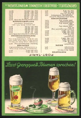 Kalender 1939, Wernesgrün i. V., R. Günnel, Reklame für Grenzquell Pilsner