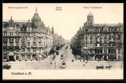 AK Frankfurt a. M., Kaiserstrasse mit Strassenbahnverkehr