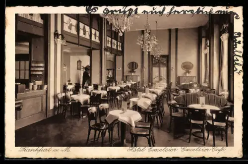 AK Frankfurt a. M., Hotel Excelsior, Excelsior Cafe, Innenansicht