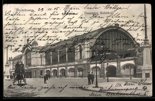 AK Hamburg-Rotherbaum, Dammtor-Bahnhof mit Strassenpartie