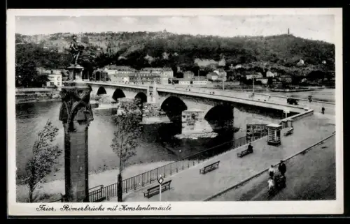 AK Trier, Römerbrücke mit Konstantinsäule