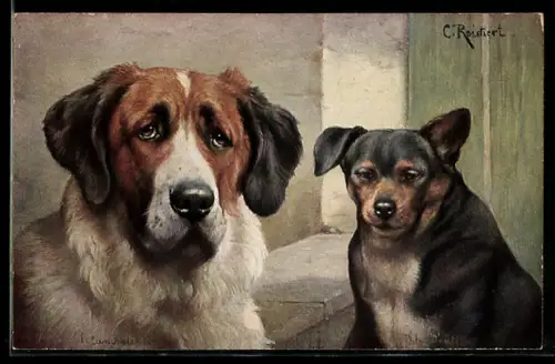 Künstler-AK Carl Reichert: Mischling und Bernhardiner