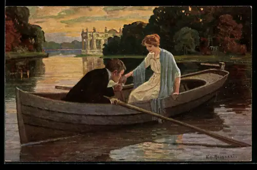 AK Liebesgeständnis bei einer Ruderpartie