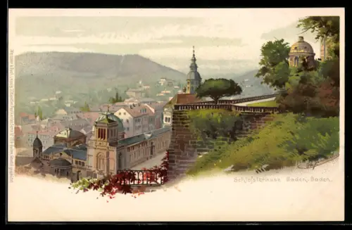 Künstler-AK Otto Hammel: Baden-Baden, Blick von der Schlossterrasse
