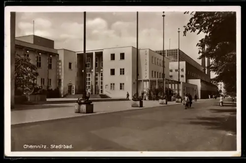 AK Chemnitz, Stadtbad im Bauhausstil