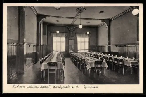 AK Wernigerode a. H., Hotel Küsters Camp, Innenansicht vom Speisesaal