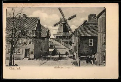 AK Clausthal, Windmühlenstrasse mit Windmühle